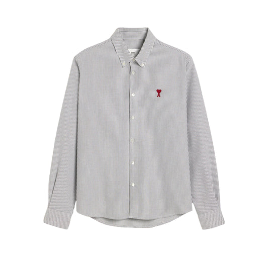 아미 스몰 하트 로고 버튼 다운 스트라이프 코튼 옥스포드 셔츠(국내배송)(당일배송)(3COLOR)