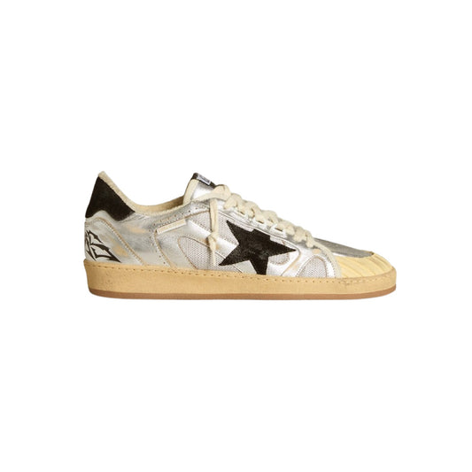 골든구스 블랙 스웨이드 스타와 힐탭 실버 레더 볼스타 랩